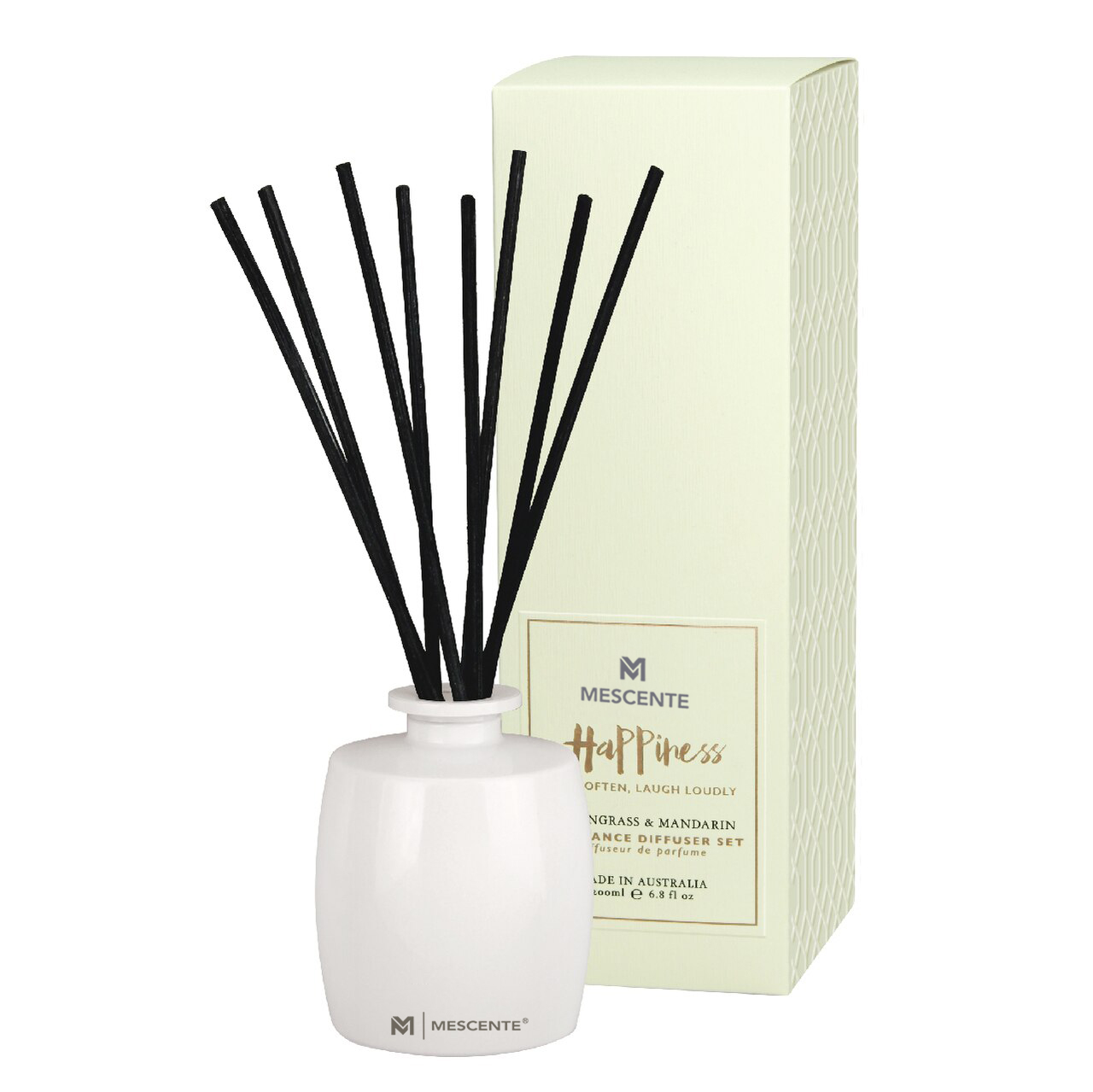 M&Scent Große Glasflasche Home Essentials Aroma Reed Diffuser Geschenkset mit Rattanstäbchen