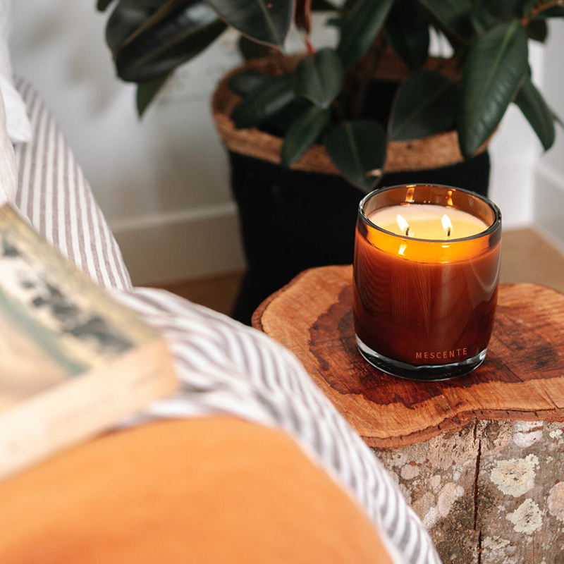 Luxus-Eigenmarken-Duftkerze „Vanilla Starry“ mit Holzstreifen