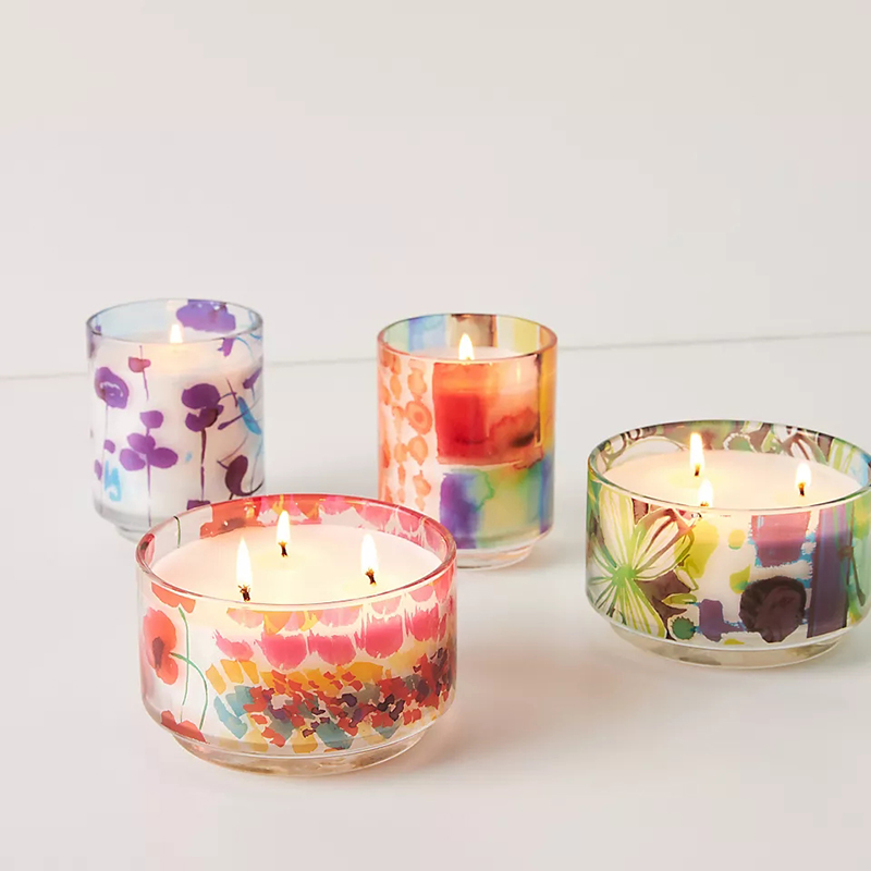 M&Scent Luxus-Sojawachskerzen mit individueller Dekoration, Private Label, 3 Dochte, „A Sunday Painter“, Glaskristall-Duftkerzen
