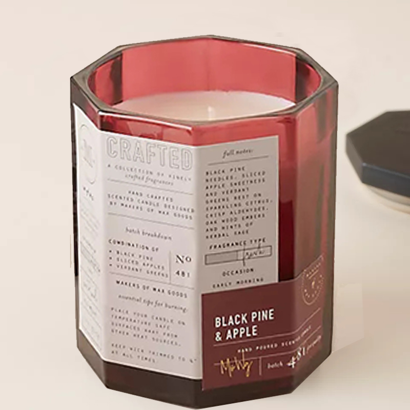 M&Scent Custom Luxus-Glasgefäß mit Baumwolldocht und Holzdeckel, Sojawachsmischung, herbstliche handgefertigte Glaskerze