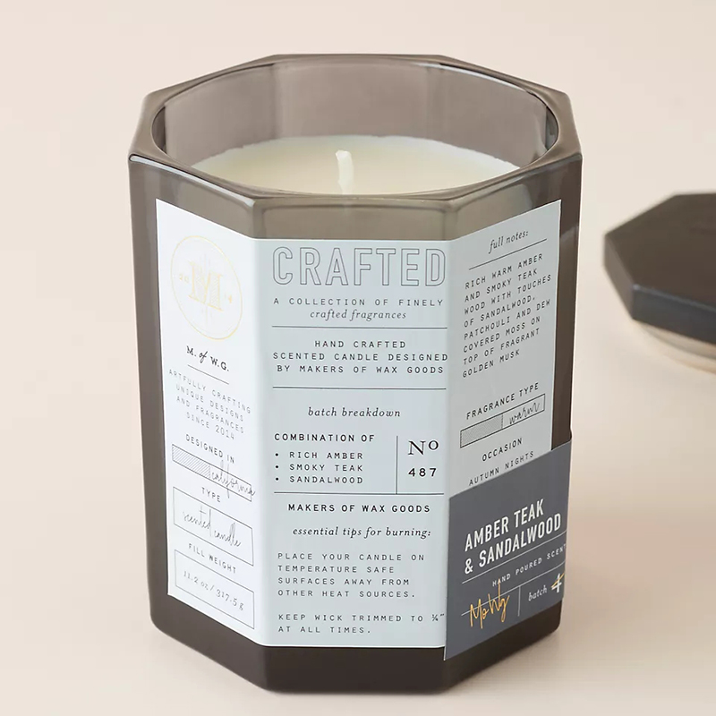 M&Scent Custom Luxus-Glasgefäß mit Baumwolldocht und Holzdeckel, Sojawachsmischung, herbstliche handgefertigte Glaskerze