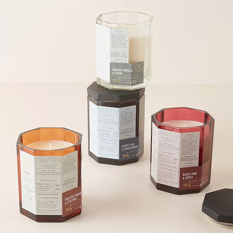 M&Scent Custom Luxus-Glasgefäß mit Baumwolldocht und Holzdeckel, Sojawachsmischung, herbstliche handgefertigte Glaskerze