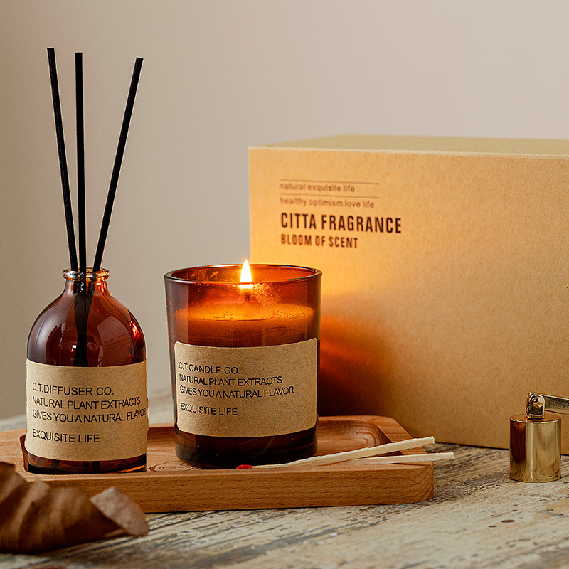 M&Scent Luxusdekor-Set aus Schilfrohrdiffusor und Duftkerze für zu Hause mit Boxverpackung