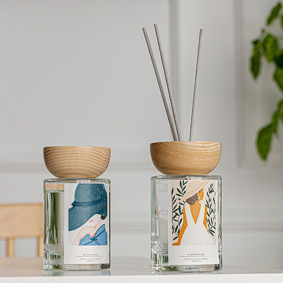 M&Scent Großhandel mit Private-Label-Glasflaschenstäbchen-Diffusor-Sets mit Stopfen