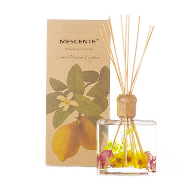 Großhandel, hochwertiger, luxuriöser, individueller Private-Label-Blumen-Sola-Holz-Aroma-Reed-Diffusor mit Box