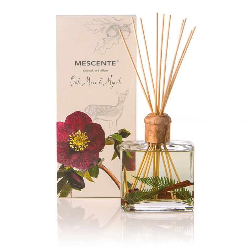 Großhandel, hochwertiger, luxuriöser, individueller Private-Label-Blumen-Sola-Holz-Aroma-Reed-Diffusor mit Box