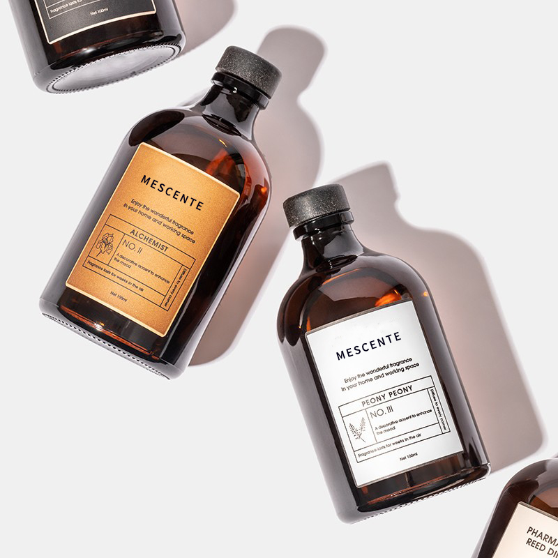 Großes Schwarz und Gold, 100 ml, schillerndes Luxusglas, bunte Stäbchen, Faser-Schiffdiffusor, Lufterfrischer, Lösungsmittel