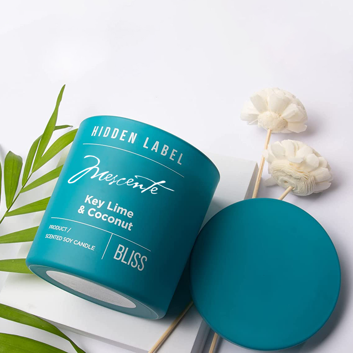 M&Scent Großhandel Luxus-Sojawachskerzen mit Kristallen in schwarzen Gläsern mit Eigenmarke