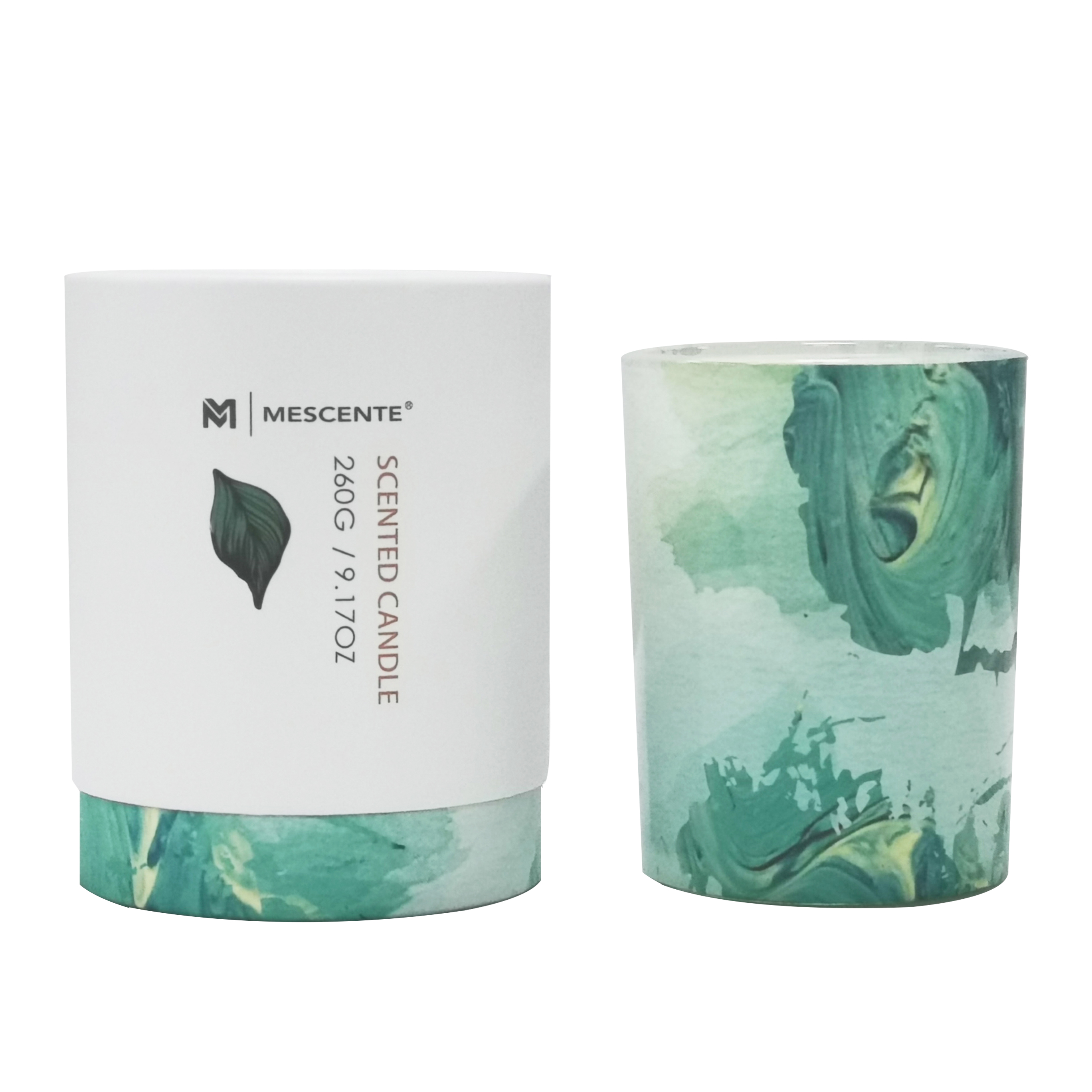 M&Scent Großhandels-Privatmarken-Palmenkerze aus grünem Glas, spirituelle Kerzen