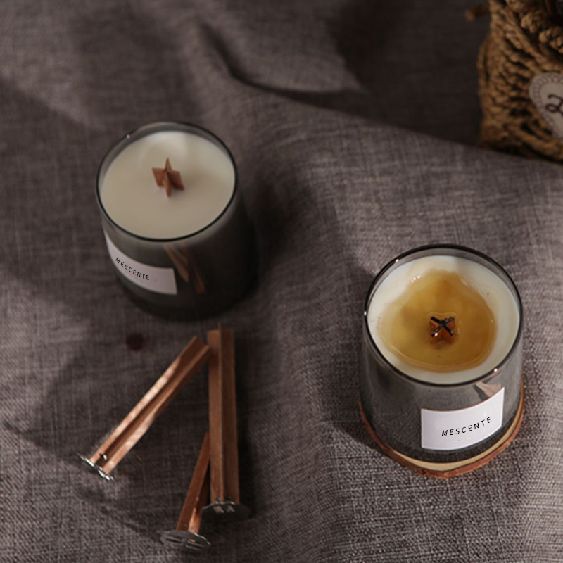 M&Scent Luxus-Glasgefäße, Kristall-Holzdochte, Duftkerze aus Sojawachs, Hochzeitskerzen
