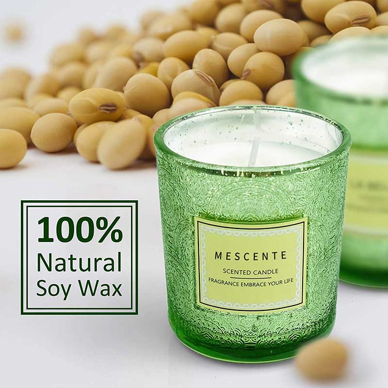 Großhandel mit personalisierten Herstellern, Luxus-Wohnkultur, Geschenkverpackung, Farbglas, Wachs-Duftkerze mit getrockneten Blumen