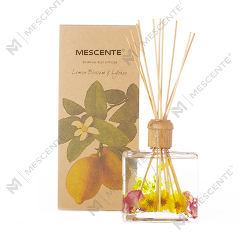 Großhandel, hochwertiger, luxuriöser, individueller Private-Label-Blumen-Sola-Holz-Aroma-Reed-Diffusor mit Box