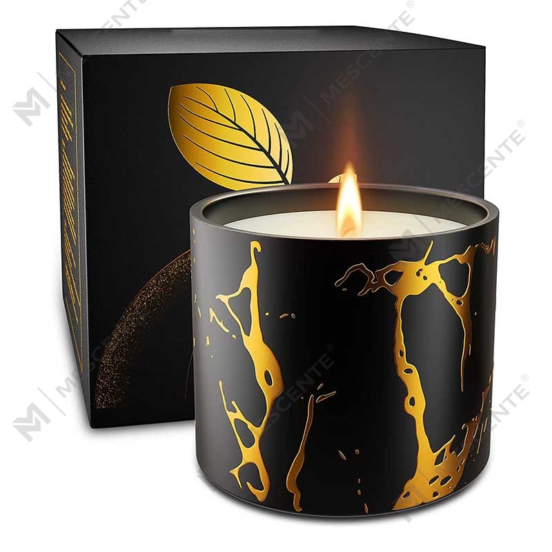 Luxuriöses, großes, personalisiertes Keramik-Wohndekor-Müsli-Gold-Kerzenglas, handgefertigtes Sojawachs-Duftkerzen-Geschenkset