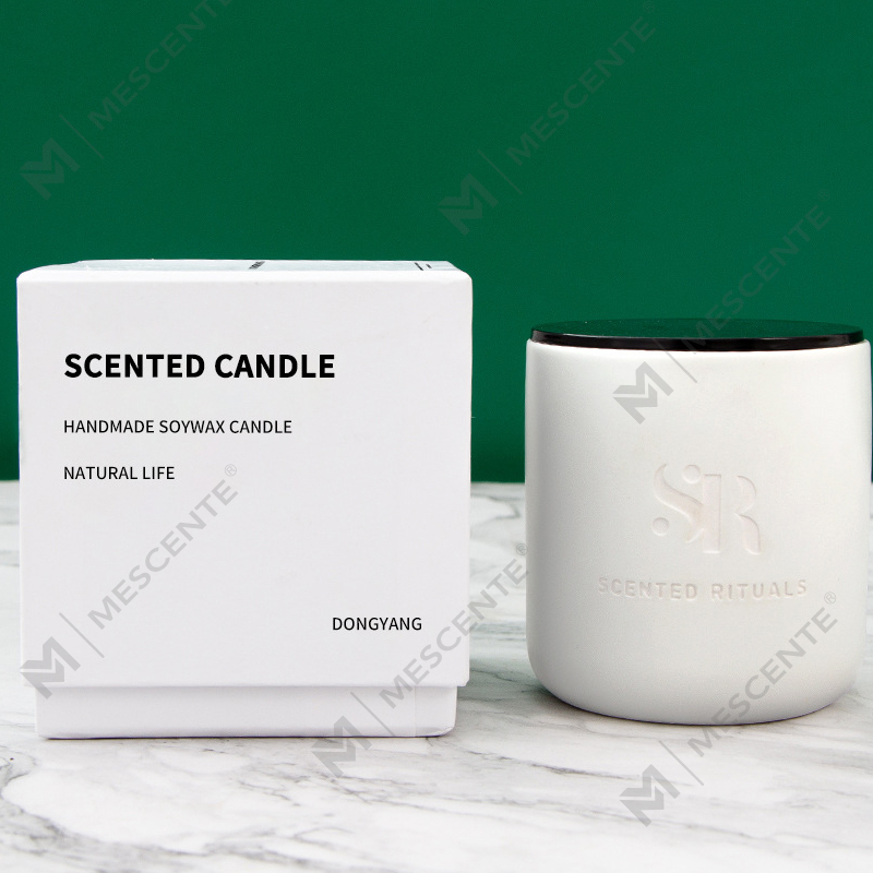 M&S Scent Custom Logo Günstige Keramikgläser mit Holzdeckel Kerze, Kokoswachs-Luxuskerzen