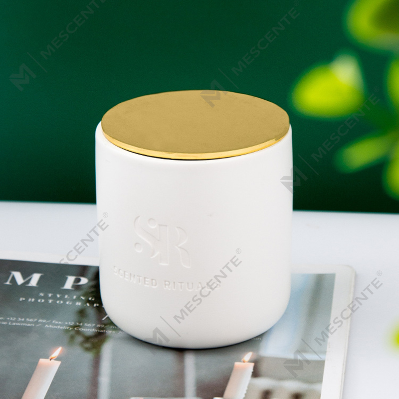 M&S Scent Custom Logo Günstige Keramikgläser mit Holzdeckel Kerze, Kokoswachs-Luxuskerzen