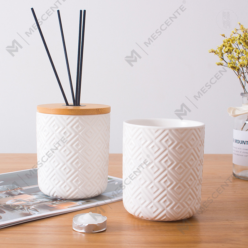 M&Scent 100 ml 200 ml runde Keramik-Aroma-dekorative Glasflasche mit Schilfrohr-Diffusor
