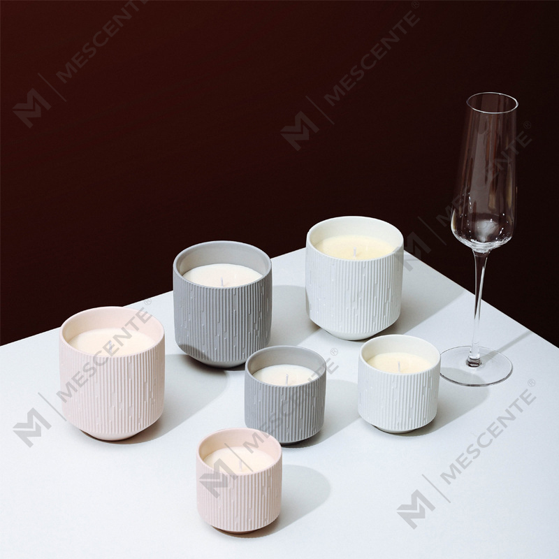 M&Scent Großhandel, luxuriöse, quadratische, mattschwarze, einzigartige, bernsteinfarbene Kerzengläser aus Keramik mit Holzdeckel