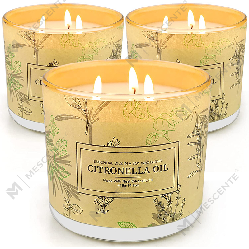 Langlebige 3-Docht-Aromatherapie-Kerzen-Sets mit Citronella-Öl im Glas für Zuhause, Garten, Terrasse, Balkon