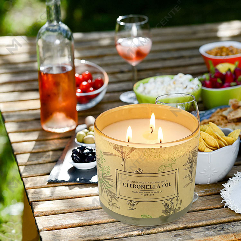 Langlebige 3-Docht-Aromatherapie-Kerzen-Sets mit Citronella-Öl im Glas für Zuhause, Garten, Terrasse, Balkon