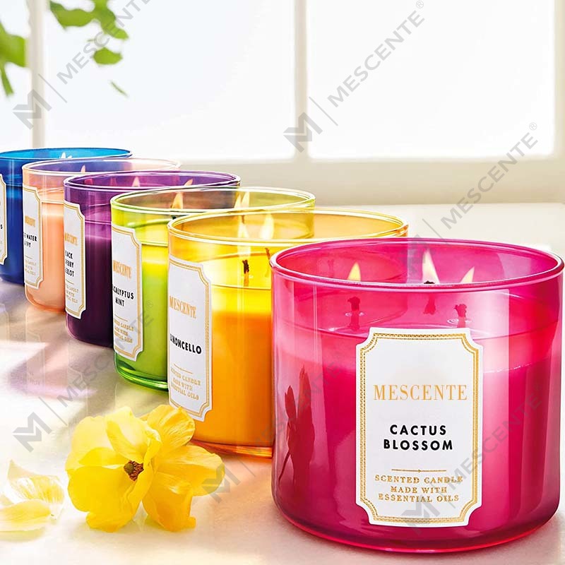 M&Scent handgemachte 3-Docht-Sojawachskerze mit natürlichem Jasminduft als Geschenk, Private-Label-Aromatherapie-Kristallkerzen