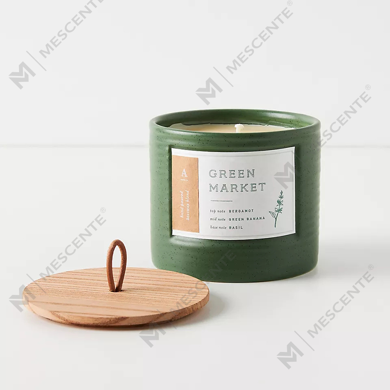 M&Scent Private Label farbige Keramikgläser mit schicken Sojawachs-Duftkerzen