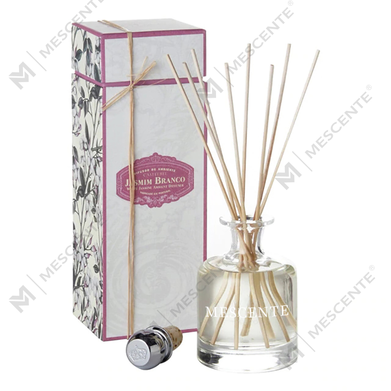 Luxus-Frühling, 400 ml, umweltfreundliche rosa Flaschen, Zementgraues Leder, Magnolien-Duft, Blumenstäbchen, Schilfrohr-Diffusor